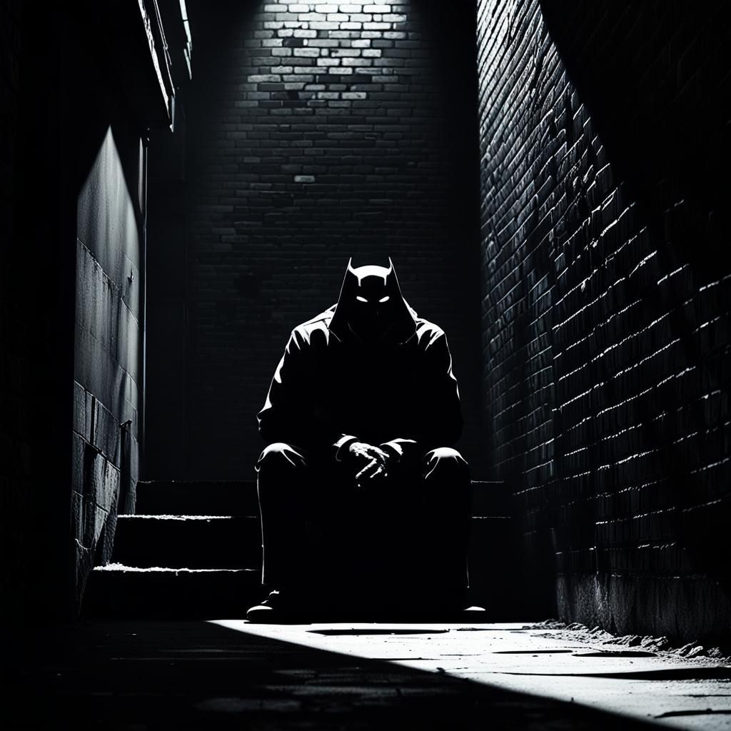 Noir Protector in Shadows: Gritty Urban Vigilante