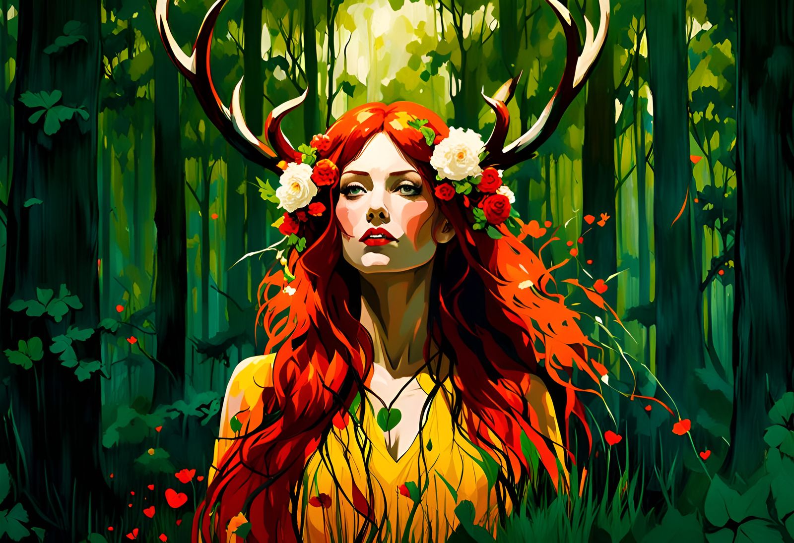 Antlered Woman Portrait in Sinister Fine Art Style