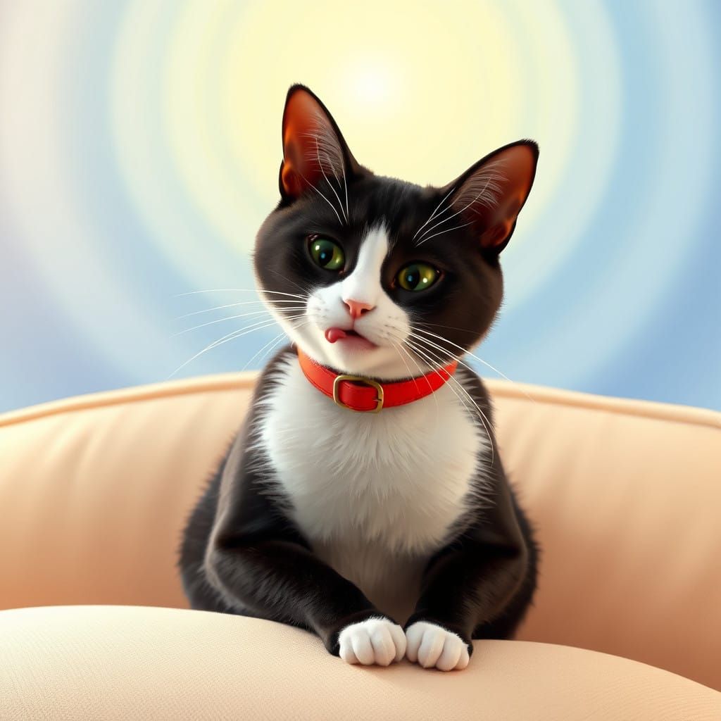 Elegant Feline on Plush Sofa