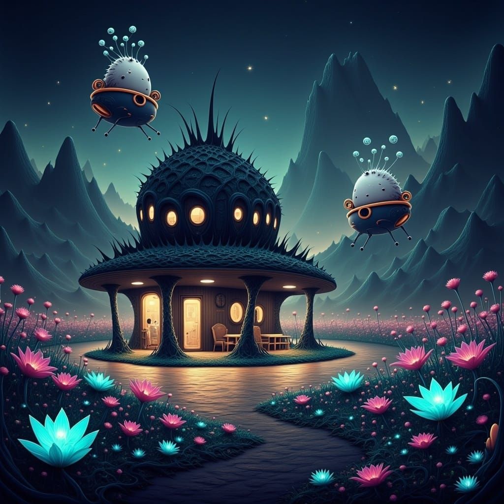 Glowing Alien World with Bio-Luminescent Blooms