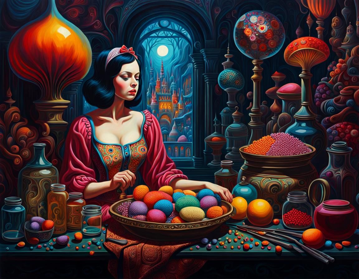 Snow White's Sinister Drugstore: An Oil Painting