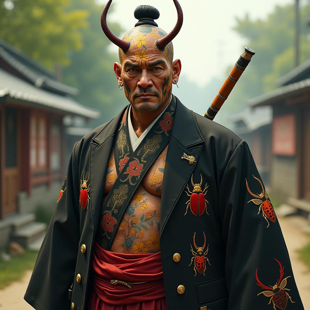 Yakuza Body Art in Japanese Anime Style