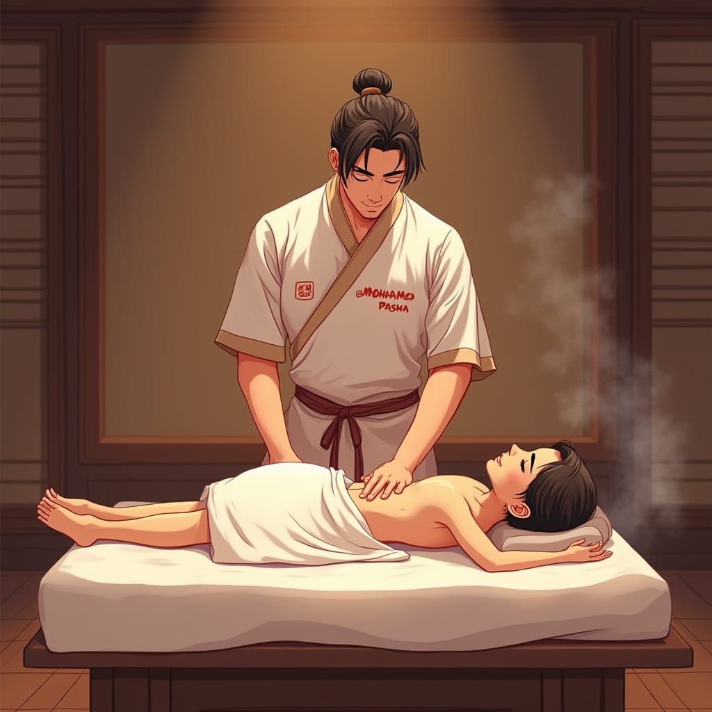 Anime Style Massage in a Cozy Wooden Room