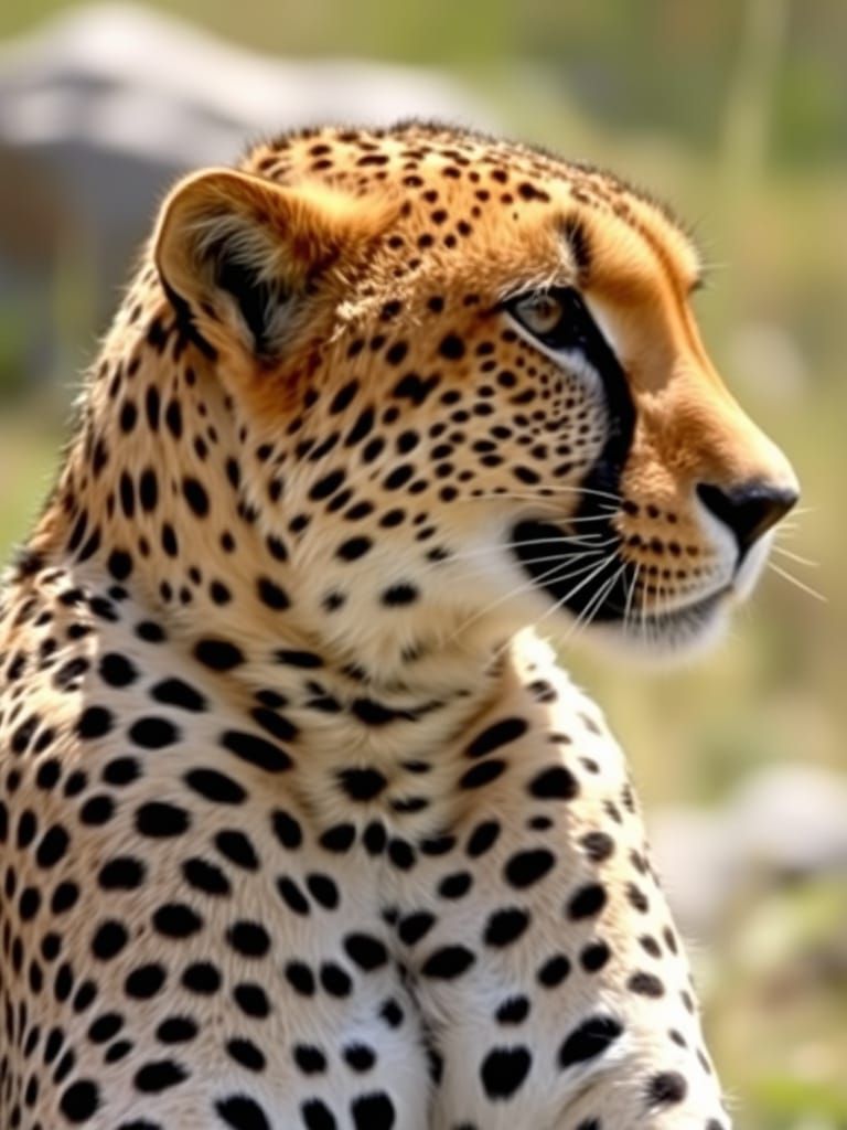 African Cheetah Portrait in Profile