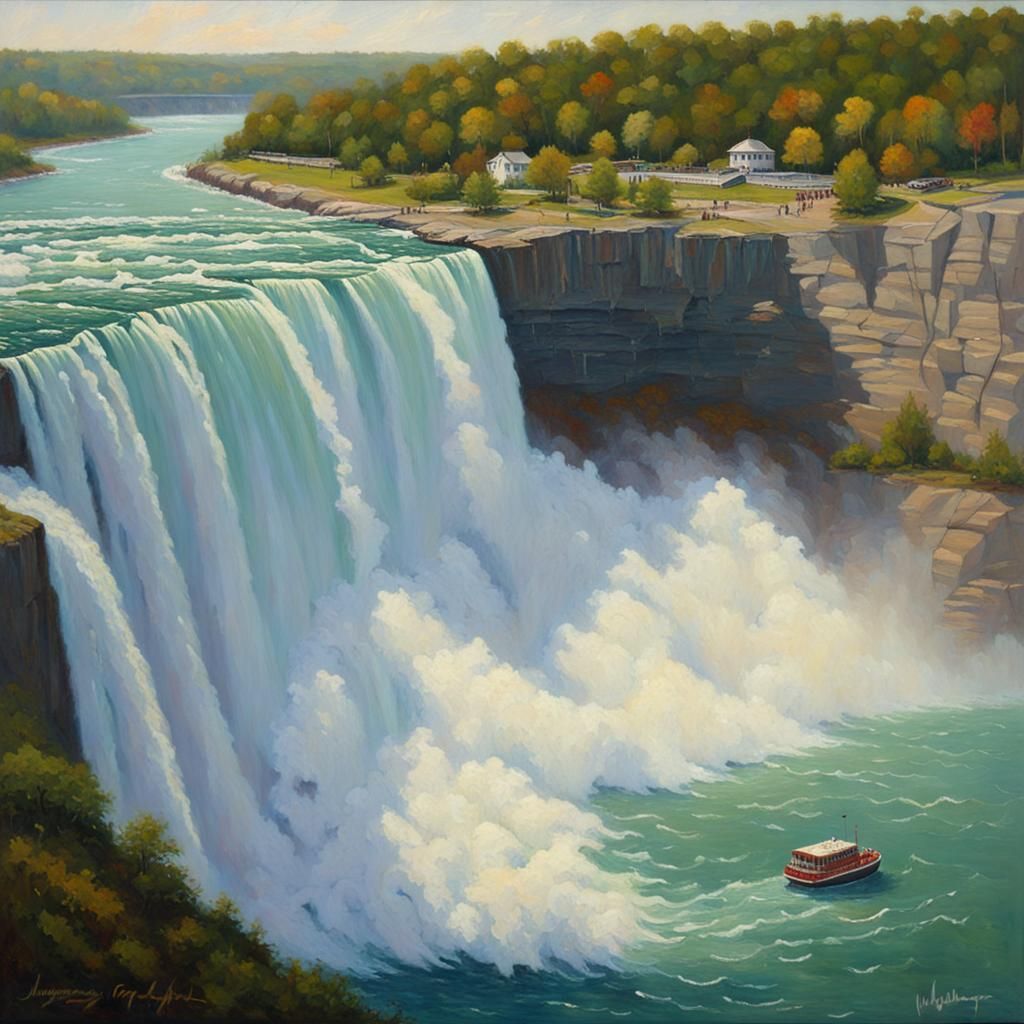 Niagara Falls Oil Painting by James Gurney Style