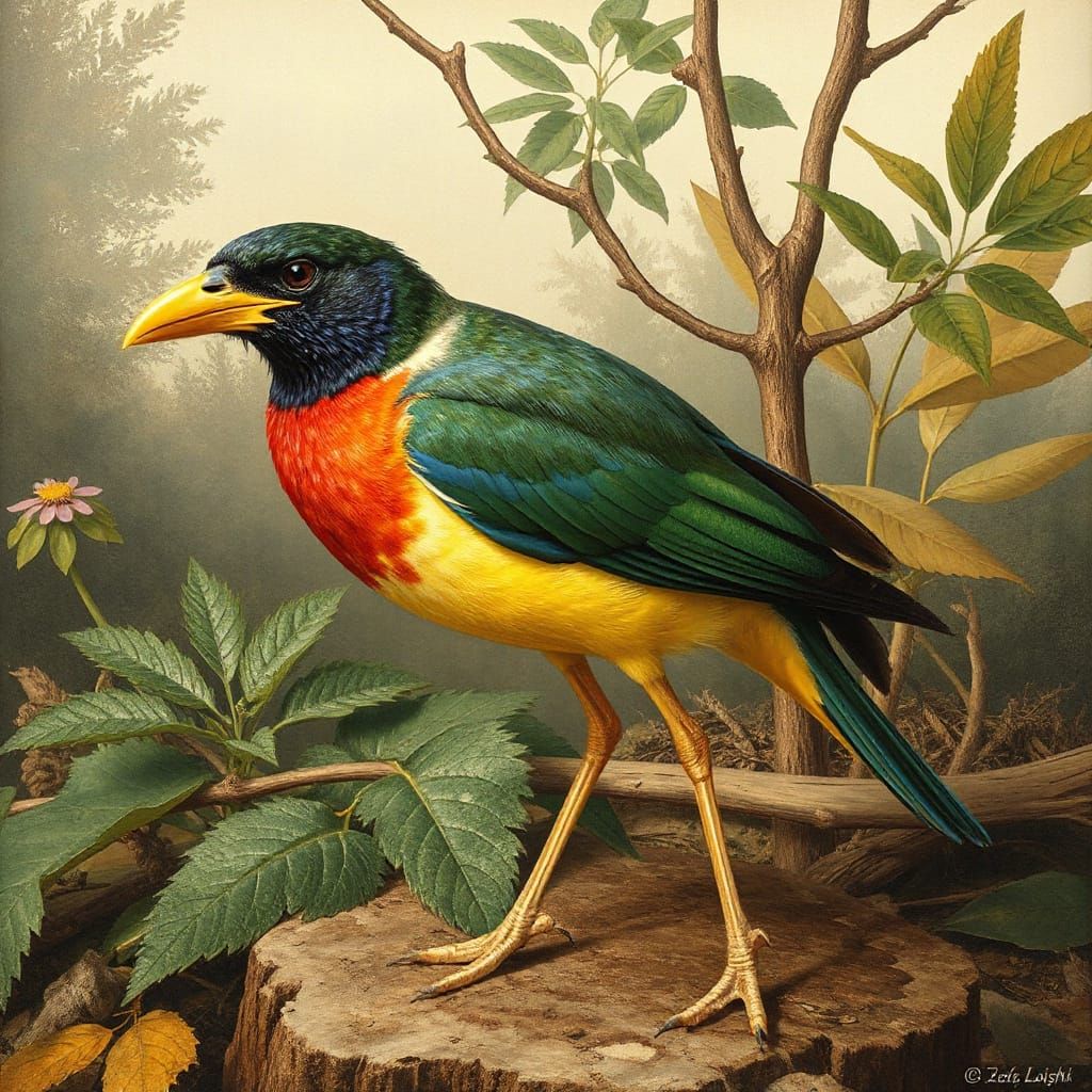 Colorful Bird in Natural Habitat, Audubon Style