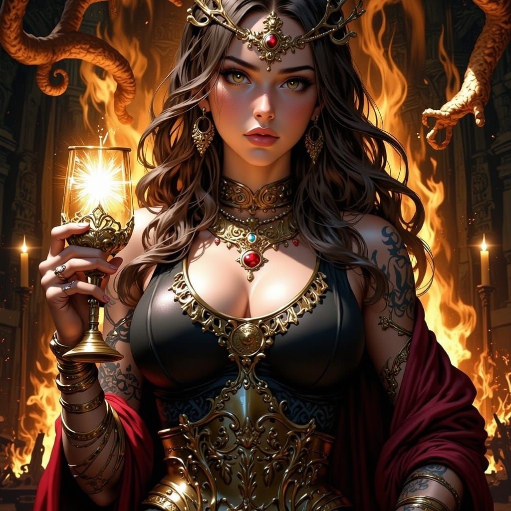 Powerful Woman Portrait in Golden Age Style