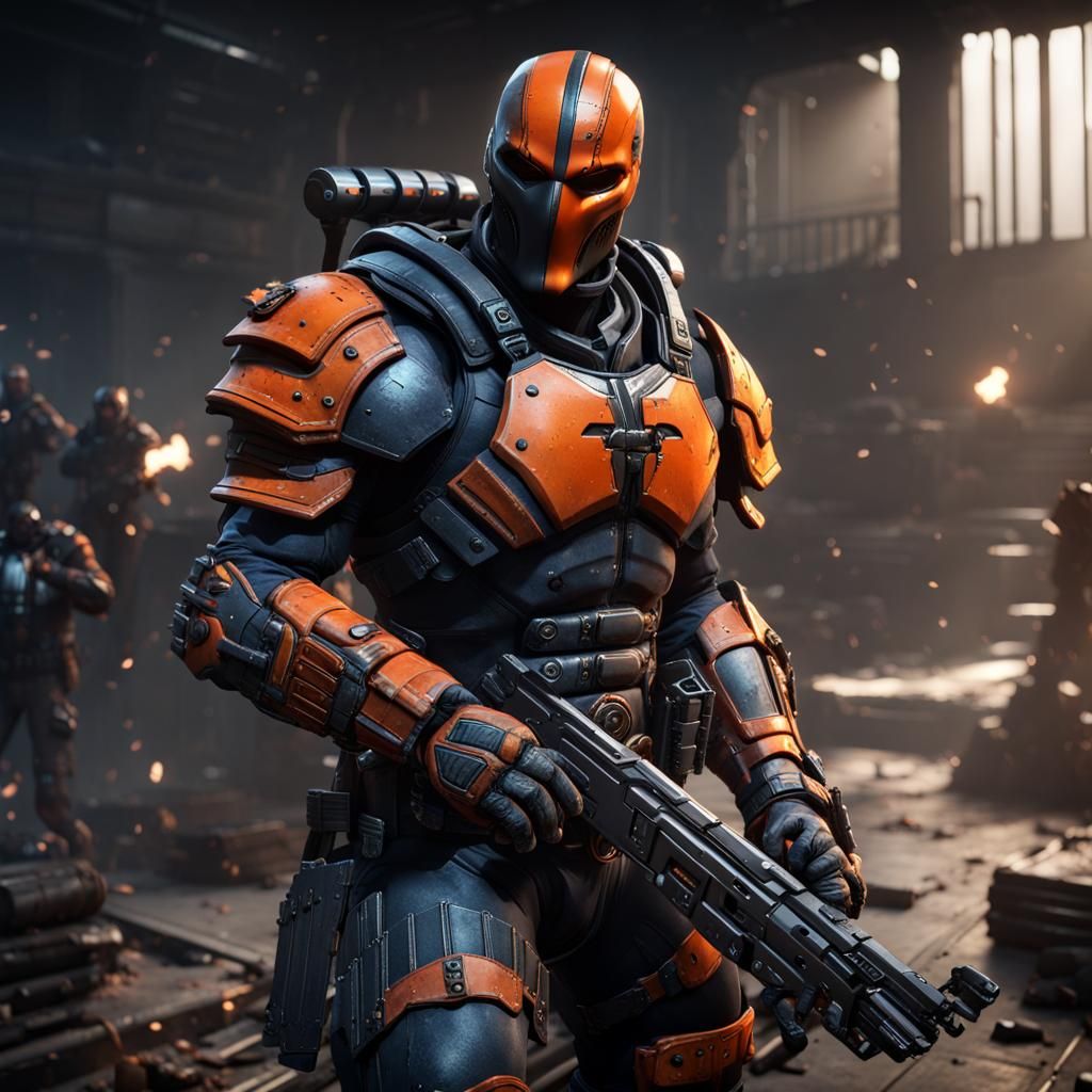 Deathstroke Space Marine in 3D Cinematic Style