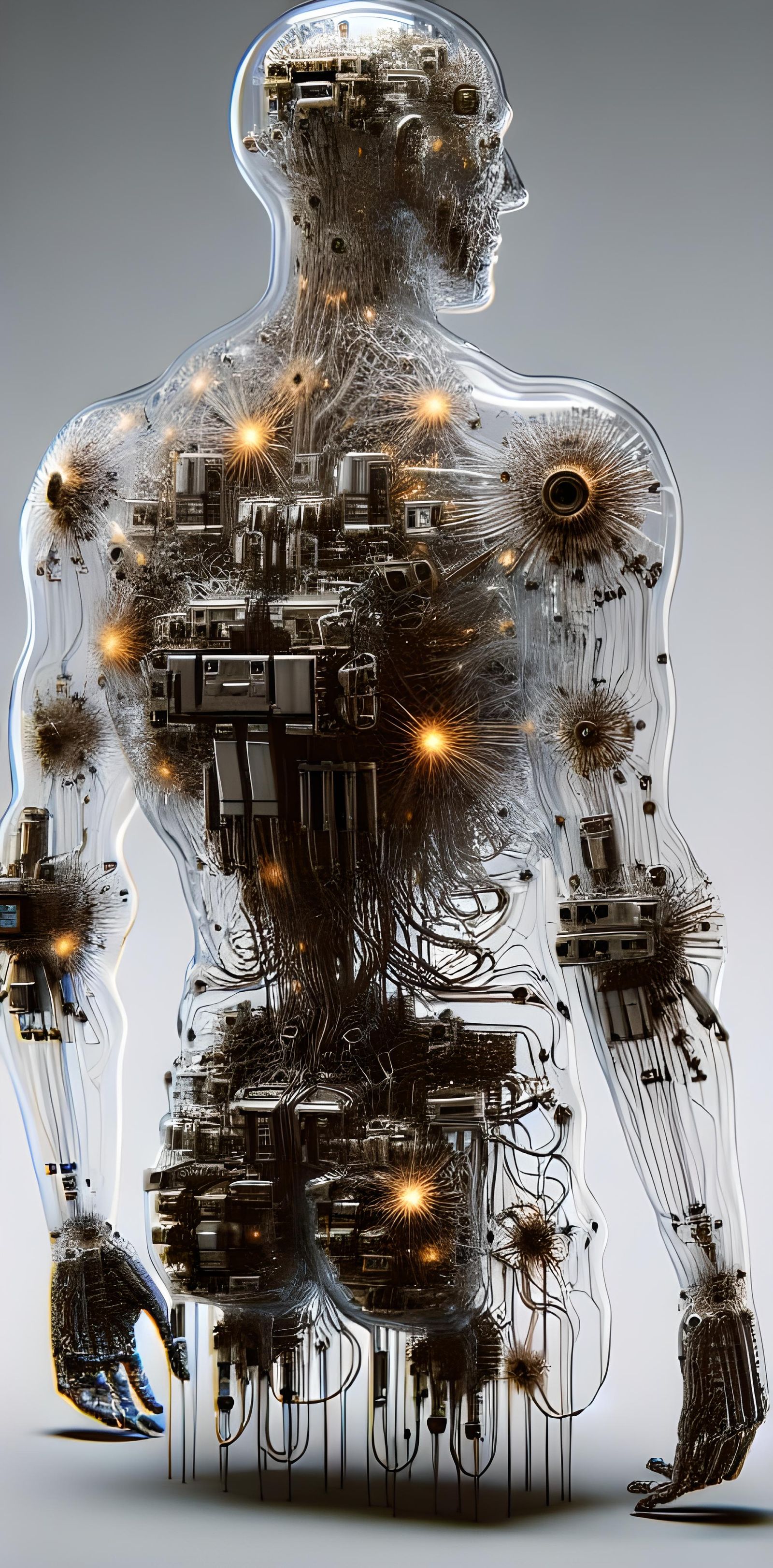 Glass AI Sculpture Embodying Existential Dread