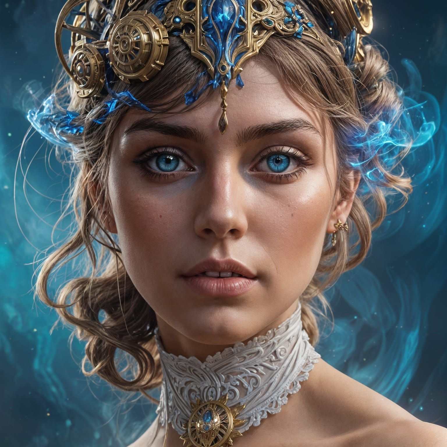 Blond Hair with Dark Blue Flames