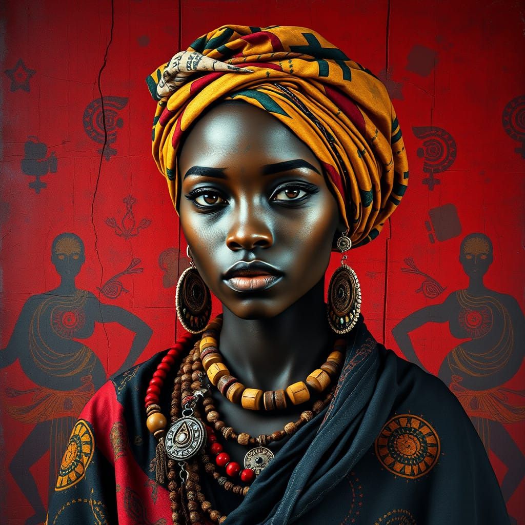 African Beauty in Vibrant Oil Paint