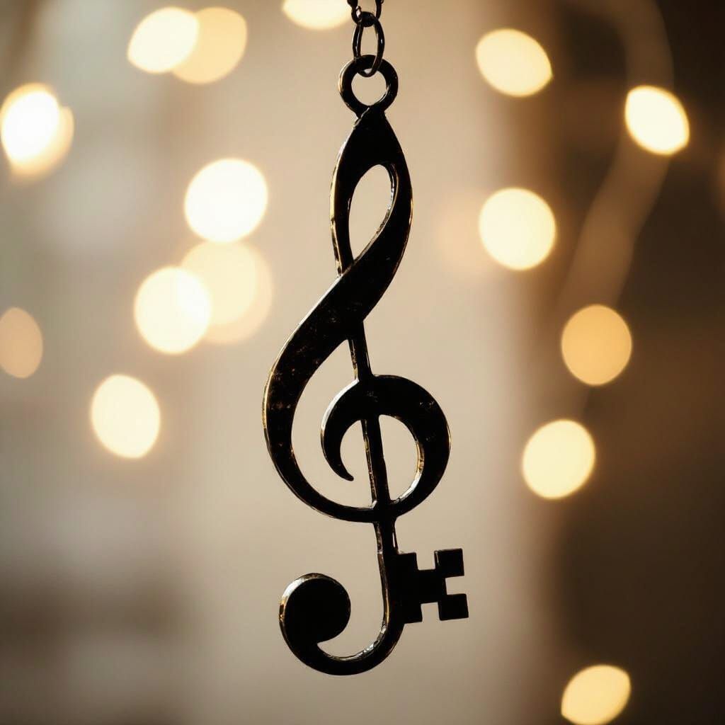 Treble Clef with Antique Key in Moody Lighting