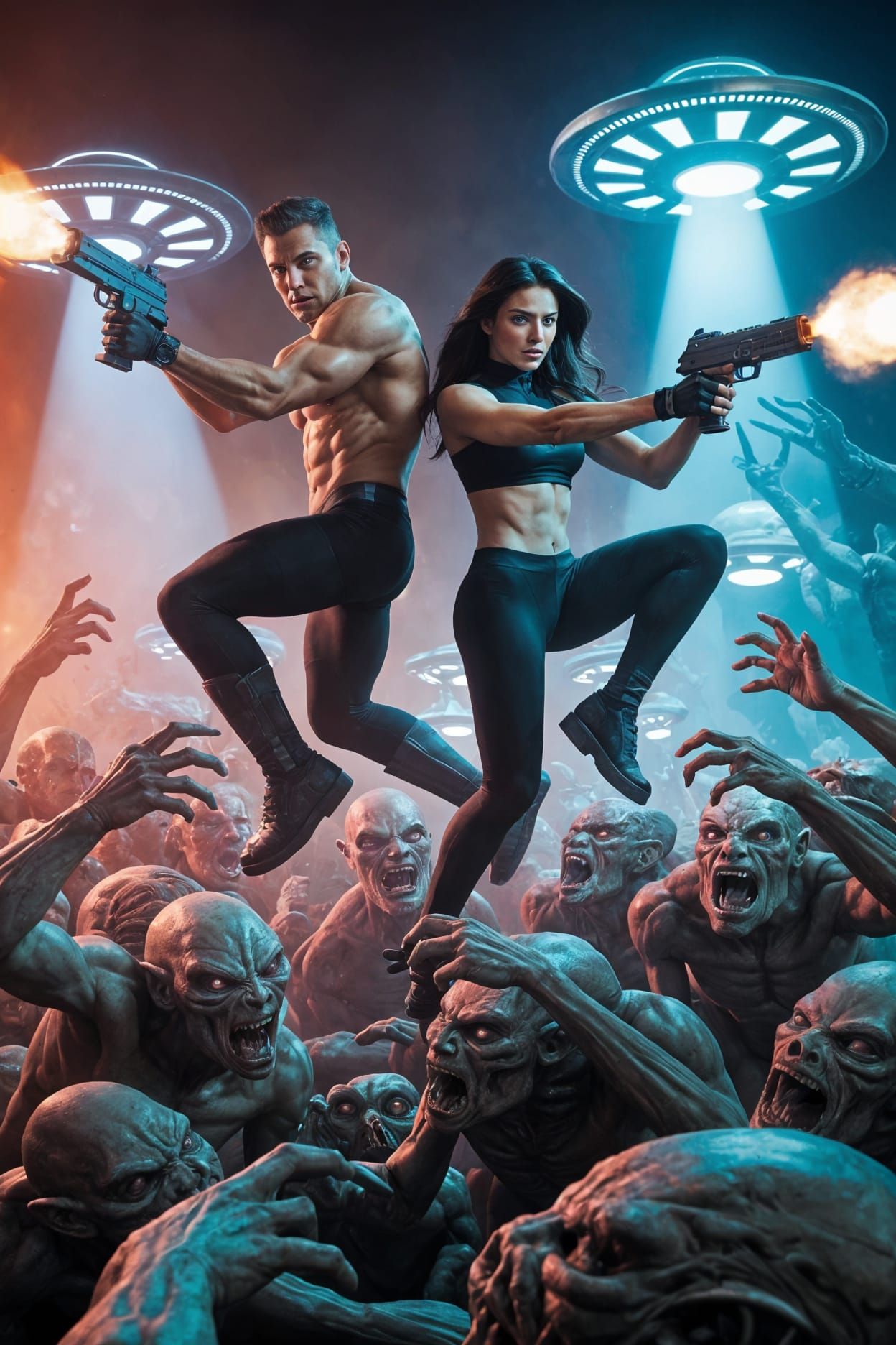 Futuristic Warriors Engage Alien Horde in Cinematic Battle