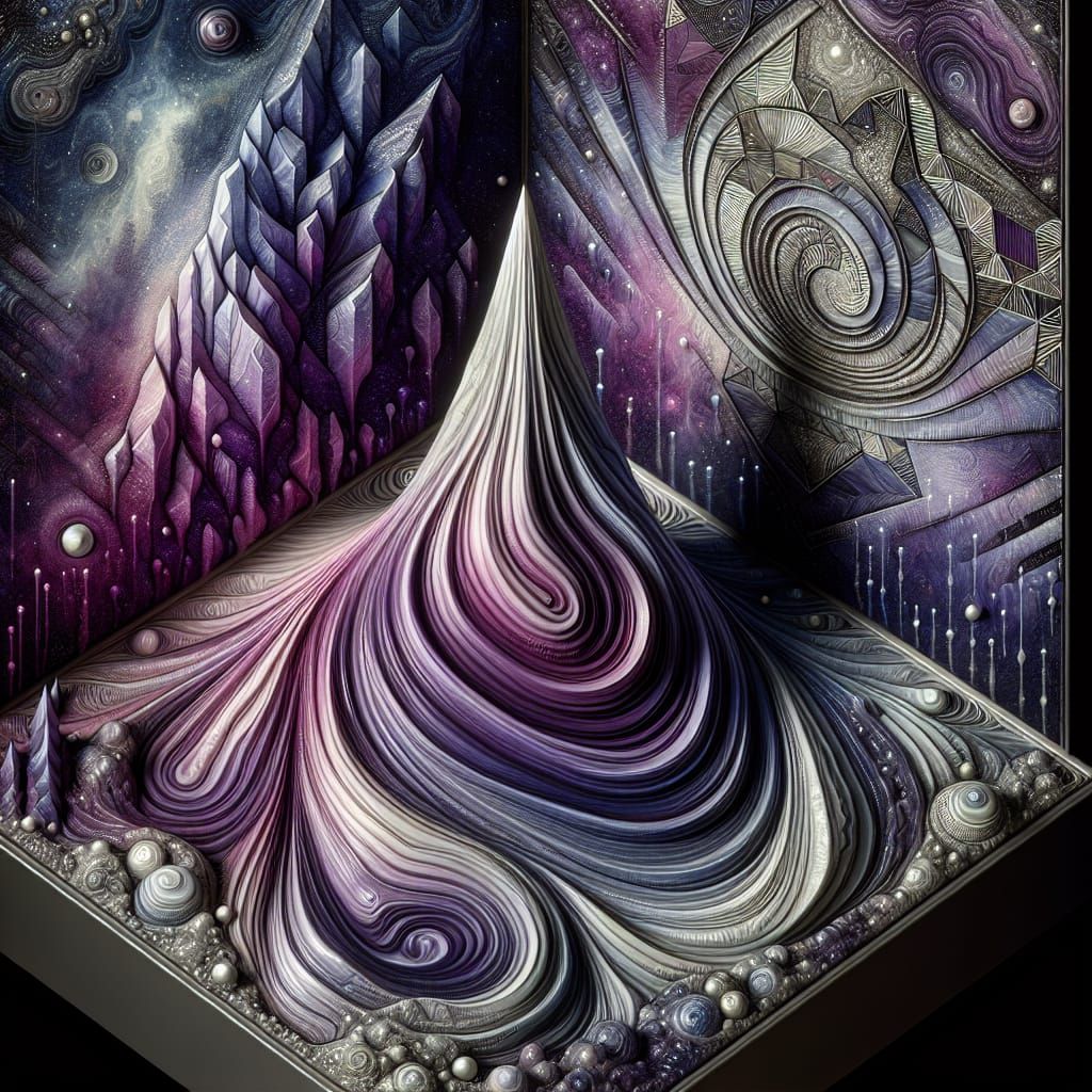 Abstract Liquid 3D Shape in Impasto Style