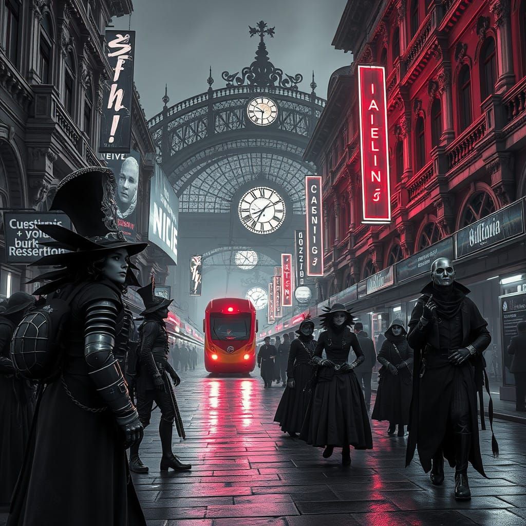 Cyberpunk Carnival at Venice Train Station
