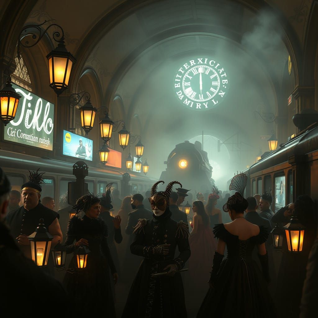 Cyberpunk Carnival in Venetian Train Station