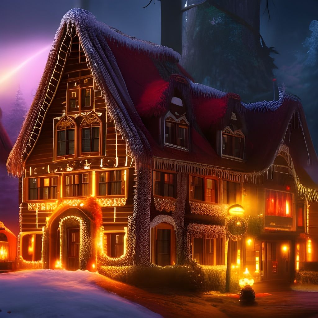 Haunted Gingerbread House in Dark Fantasy Style