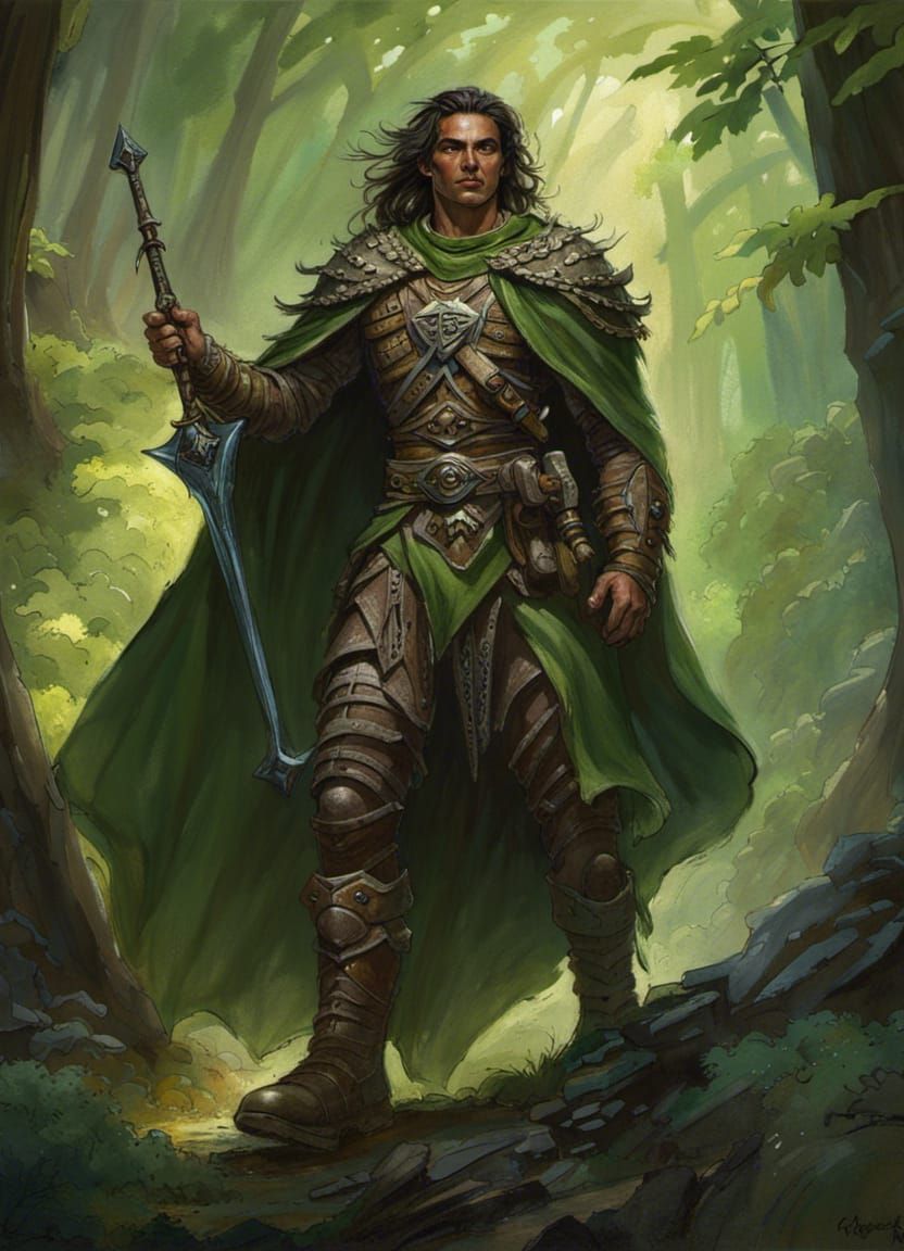 Dark Fantasy Cleric of Nature in Forest