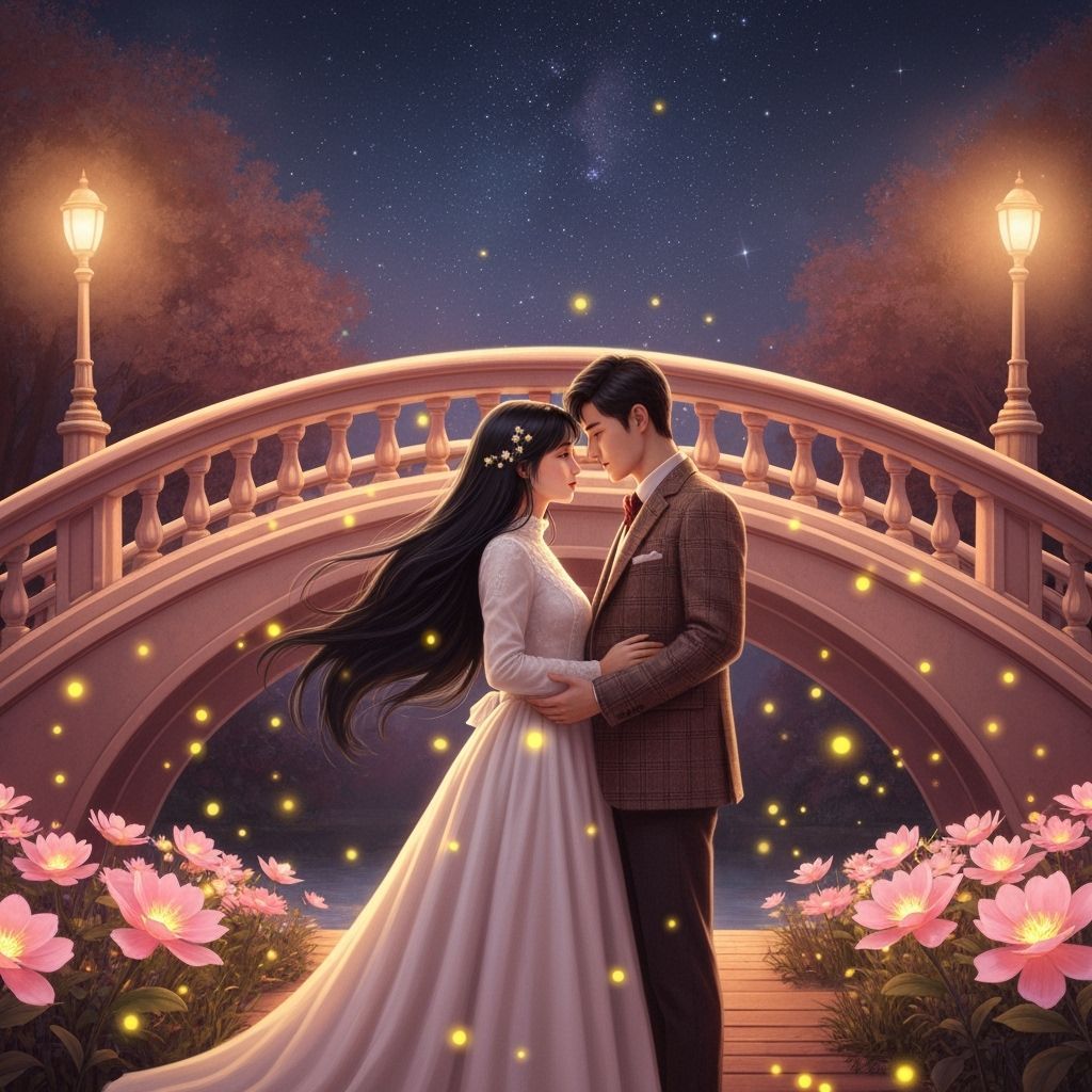 Romantic Twilight Scene in Enchanted Garden