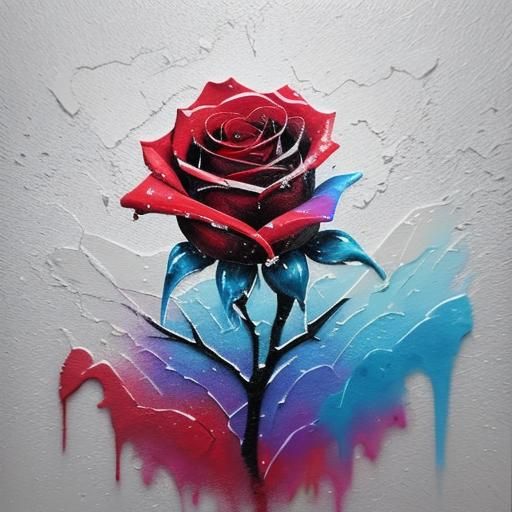 Icy Red Rose Graffiti Art