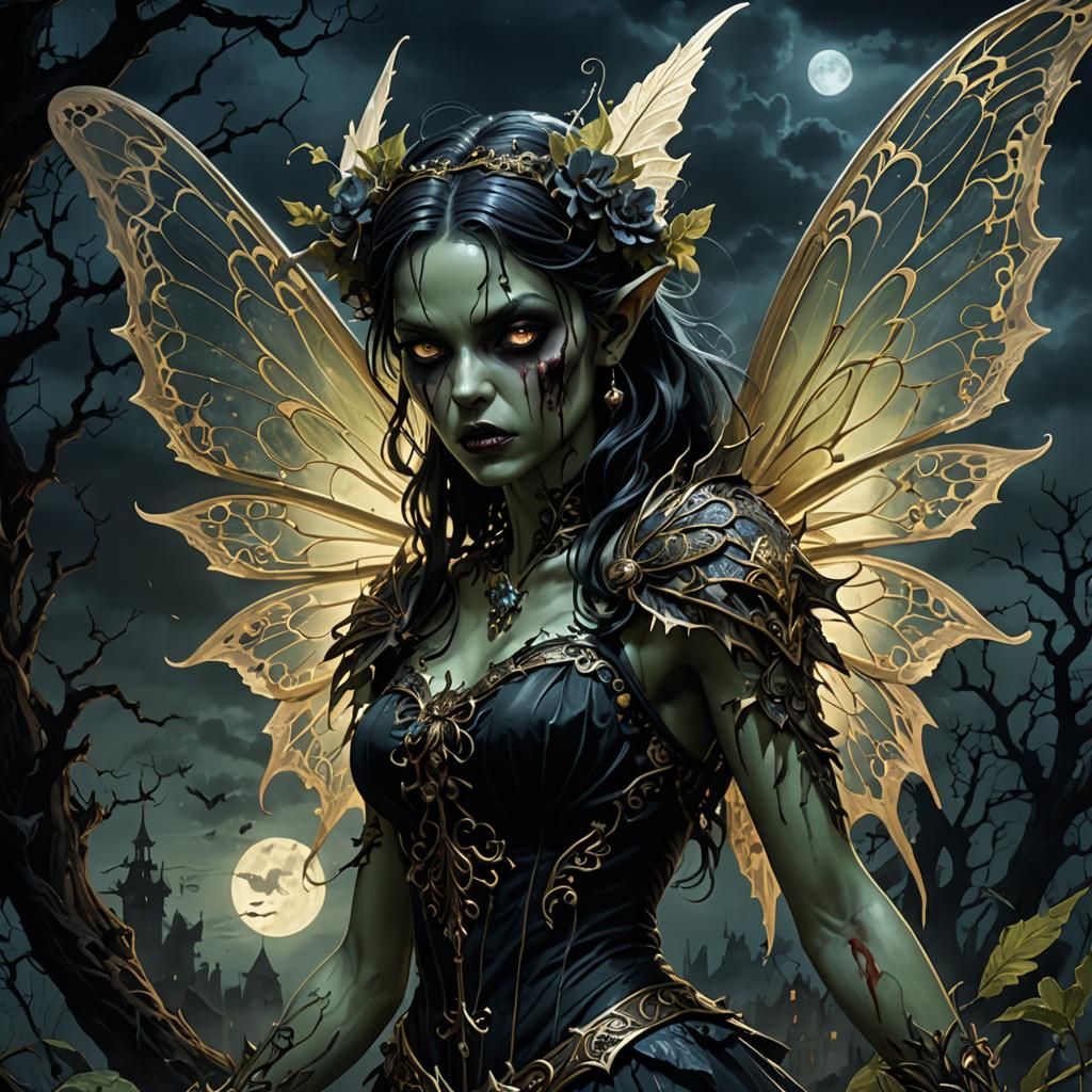 Zombie Fairy in Dark Fantasy Style