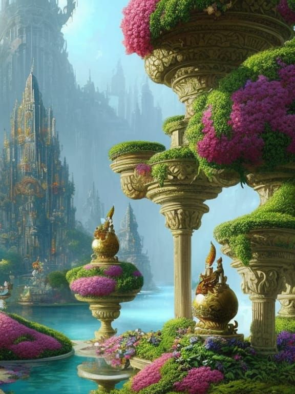 Ornate Marble Roses and Sinister Statues, Hyperdetailed Pain...