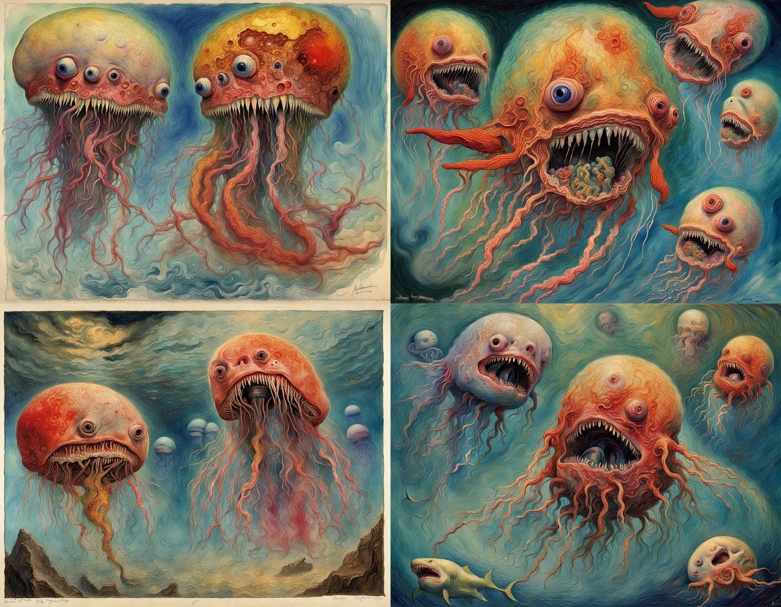 Jellyfish Shark Mutant Horror: Expressionist Style