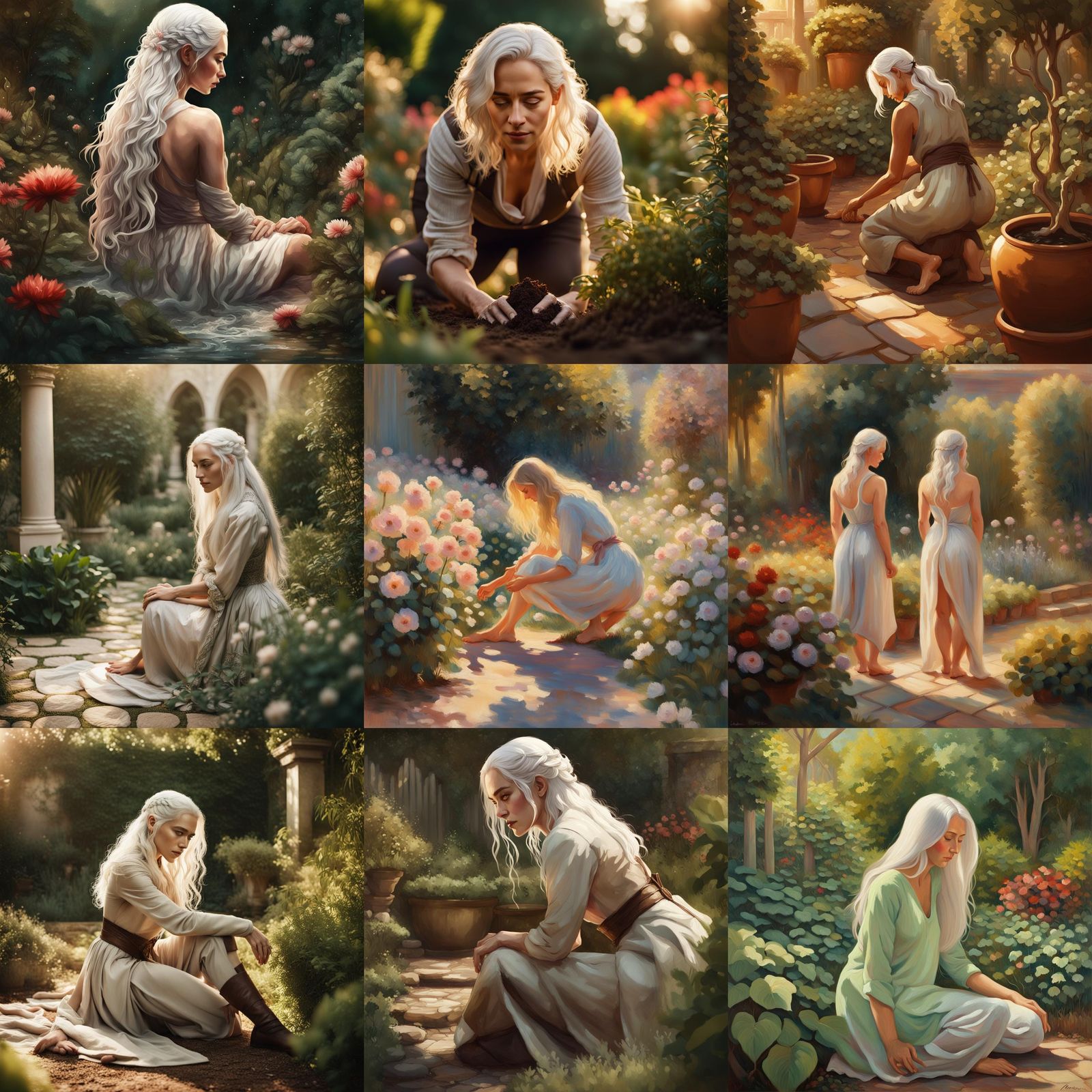Targaryen-esque Woman Gardening