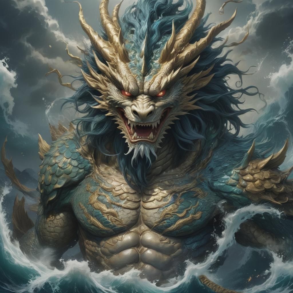 Hyperrealistic Ryūjin: The Dragon God of the Sea