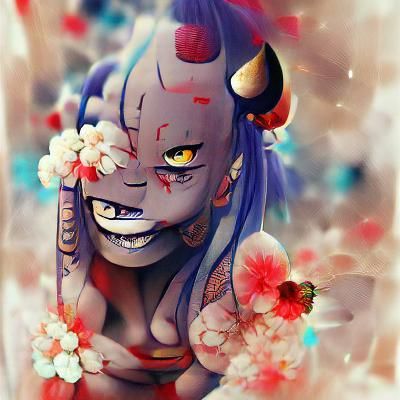 Menacing Oni Mask: Japanese Folklore