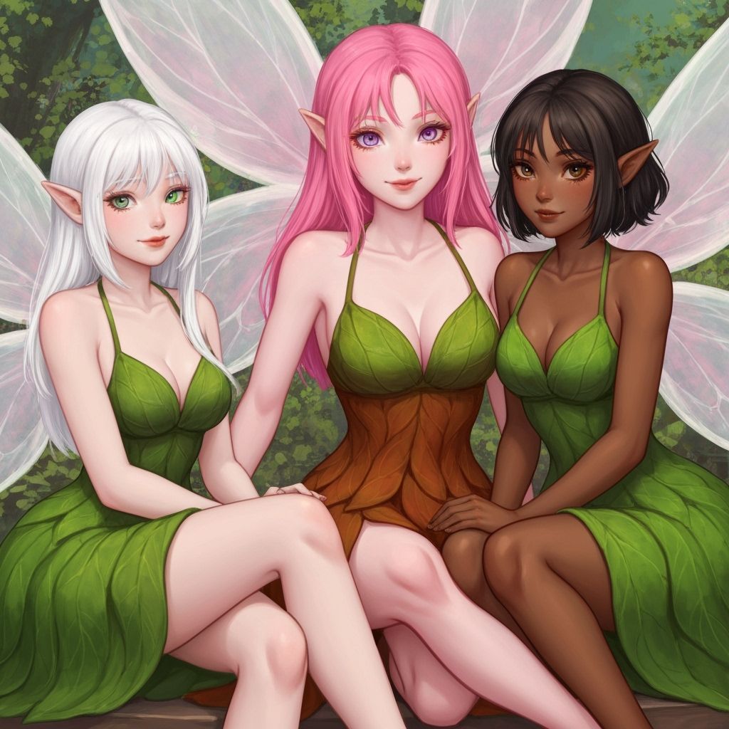 Fairies in Leaf Dresses, Monet Style