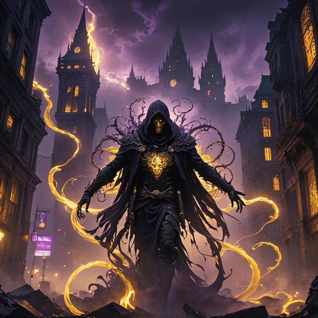 Dark Fantasy: Death Body in Eerie Cityscape