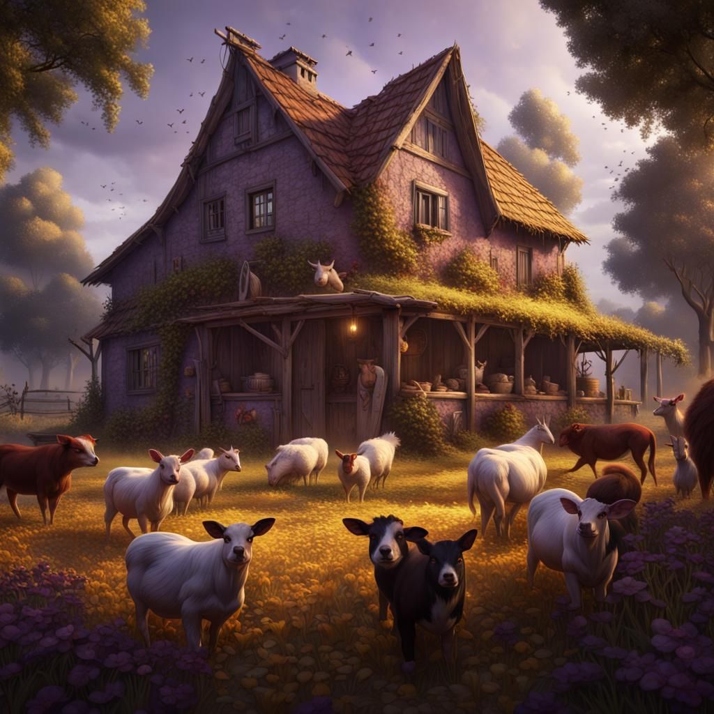 Farmhouse Scene in Dark Fantasy Style