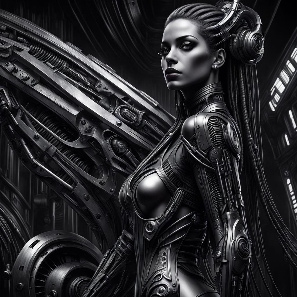 Gothic Cyberpunk Female Portrait in Hyperrealistic Style