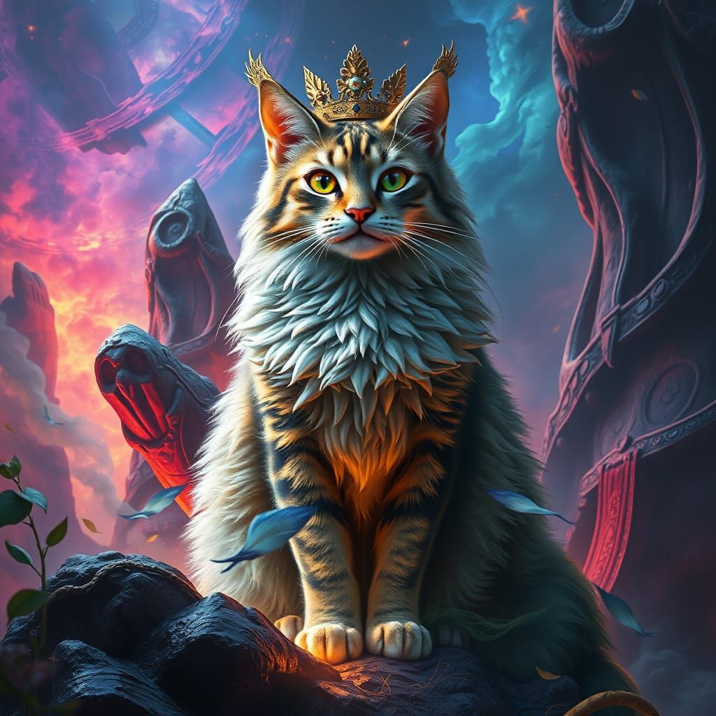 Regal Feline in Dreamlike Fantasy Realm