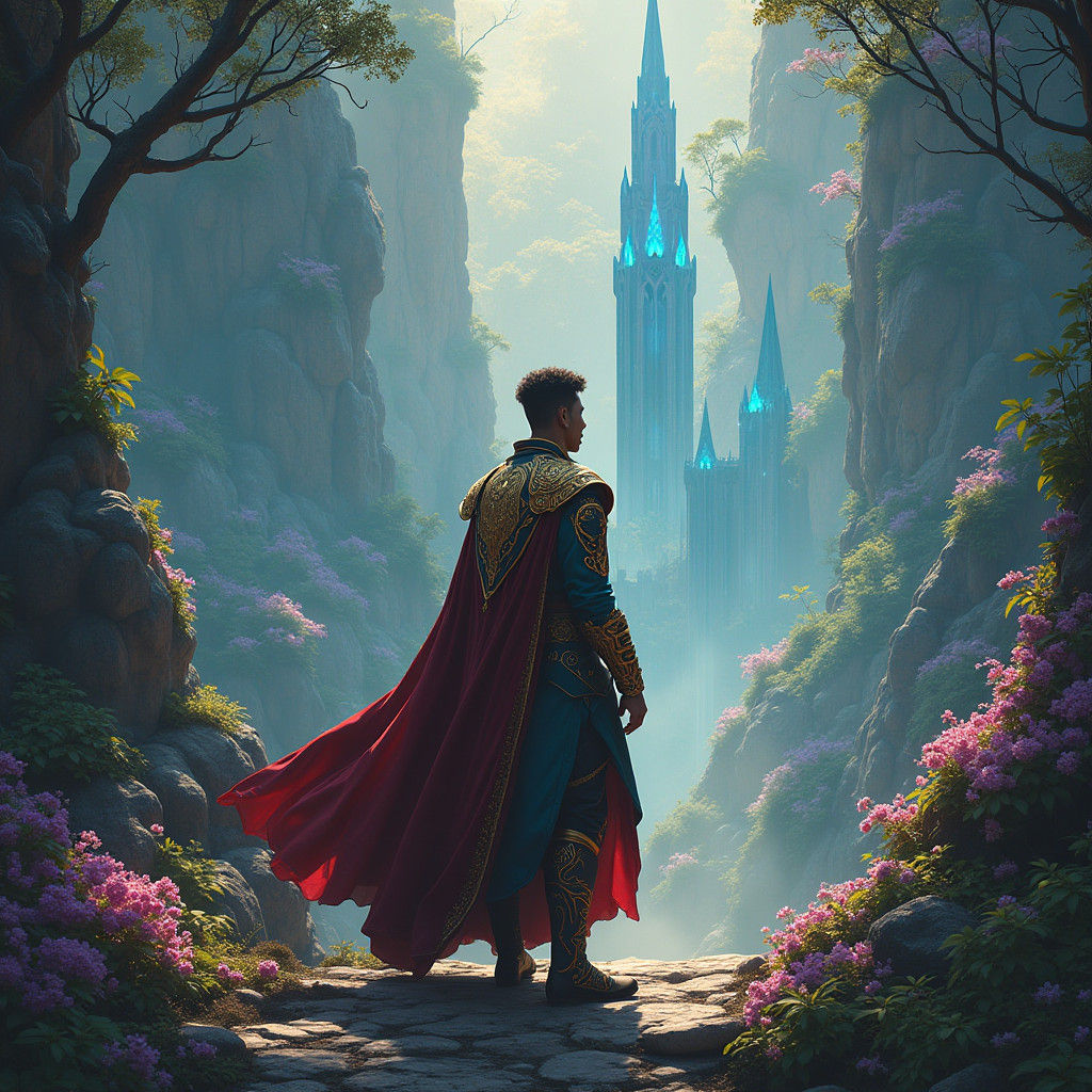 Heroic Figure in Mystical Realm, Fantasy Concept Art