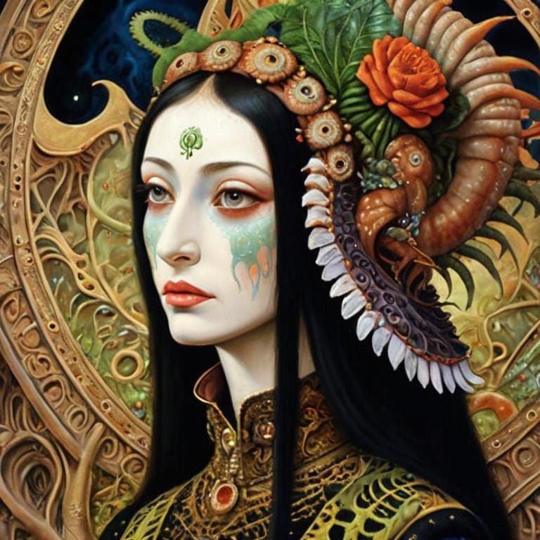 Surreal Ayahuasca Queen Portrait in Fantasy Style