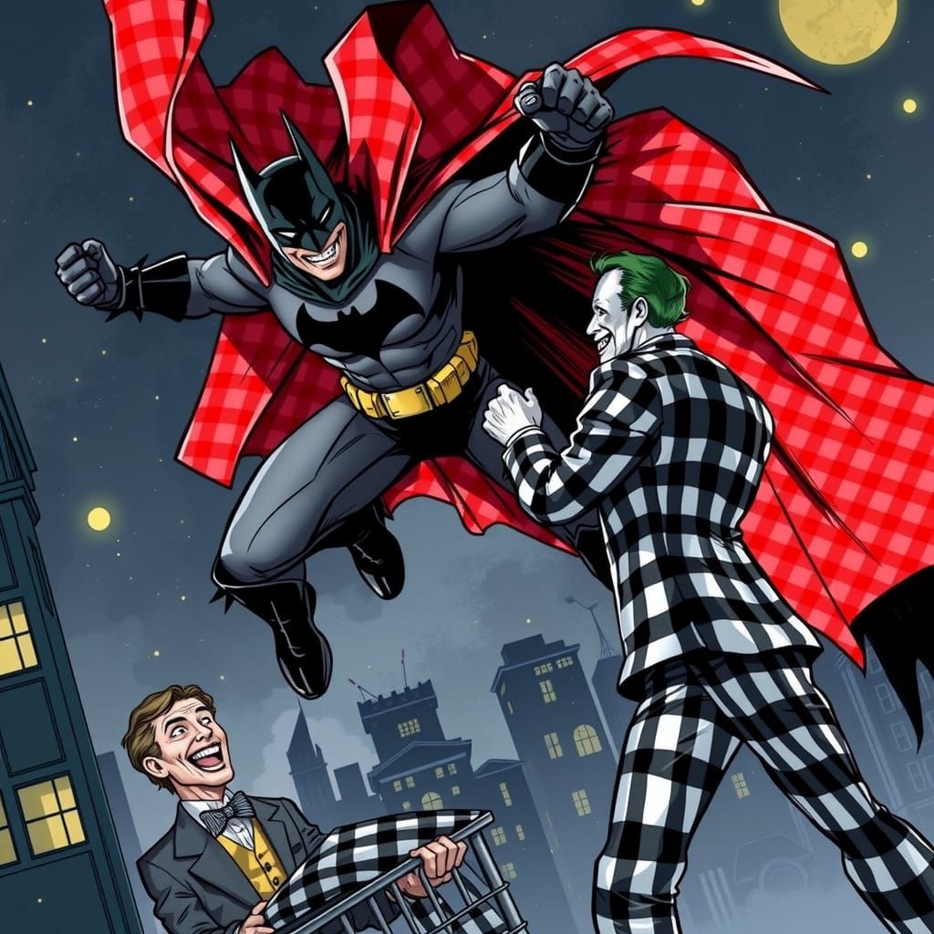 Batman Battles The Joker in a Gingham Showdown