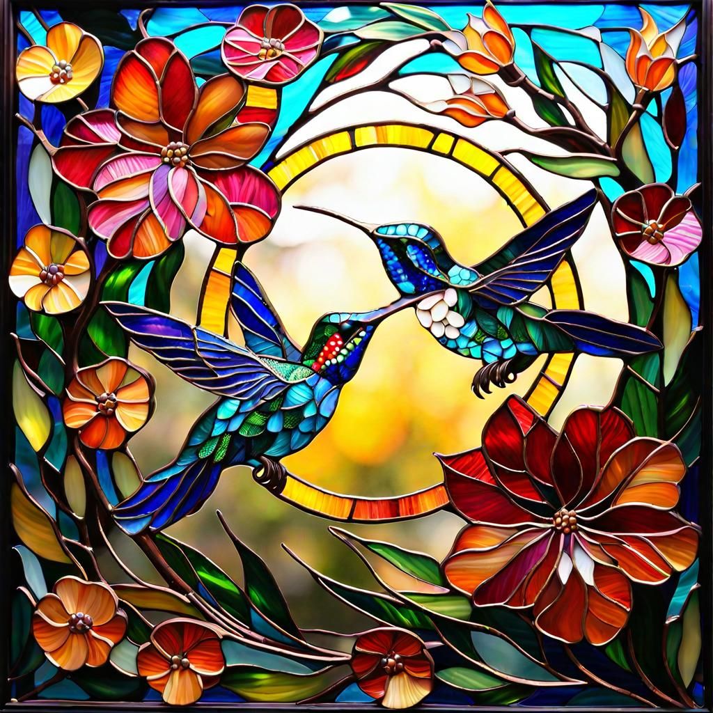 Hummingbirds Glass Mosaic