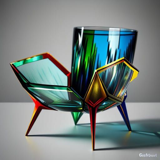 Eccentric Modernist Vase with Geometric Patterns and Vibrant...