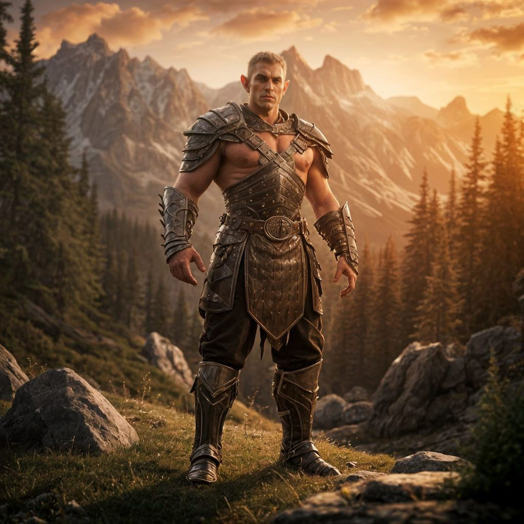 Epic Fantasy Elf Warrior in Leather Armor