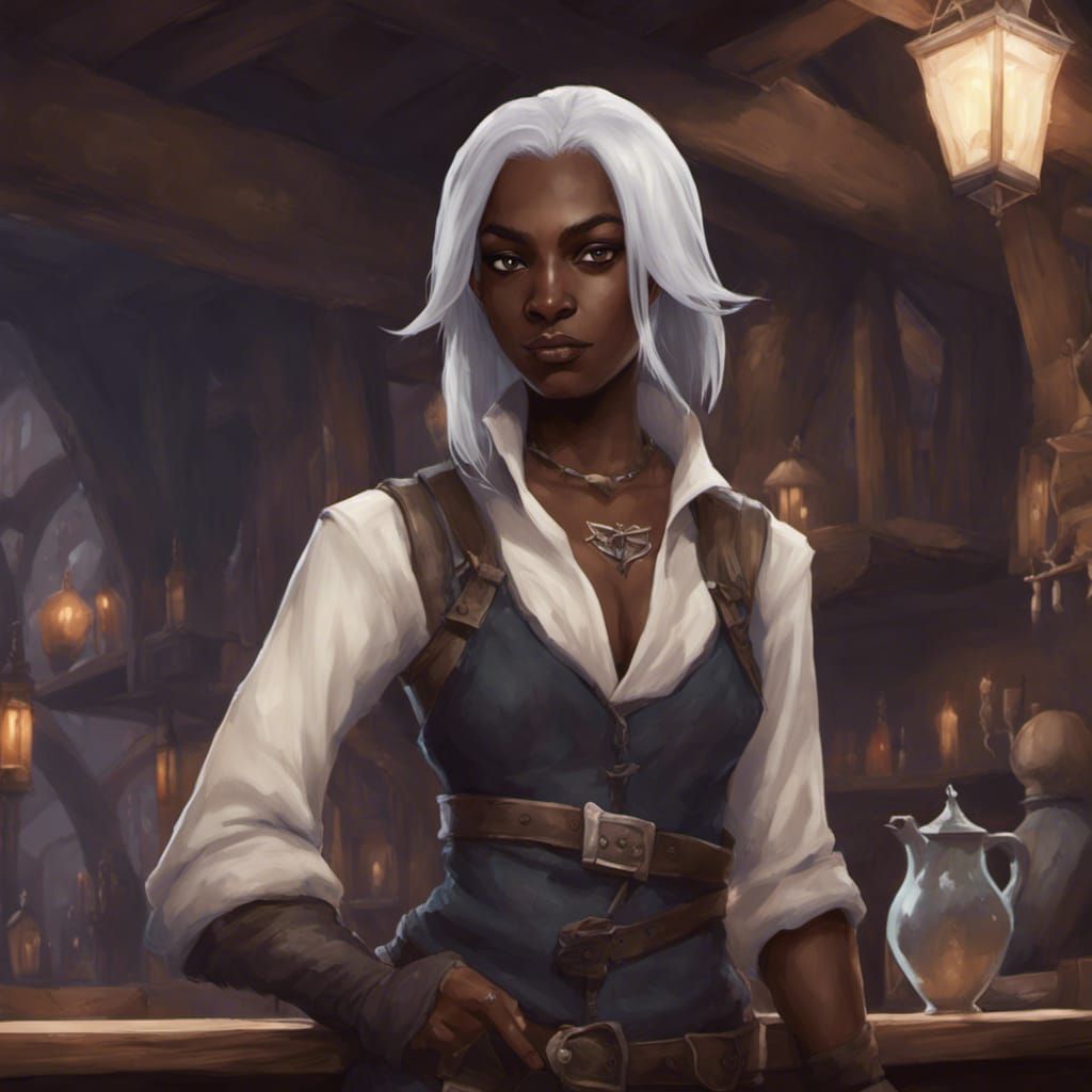 Drow Thief in Fantasy Tavern: Hyperrealistic Portrait