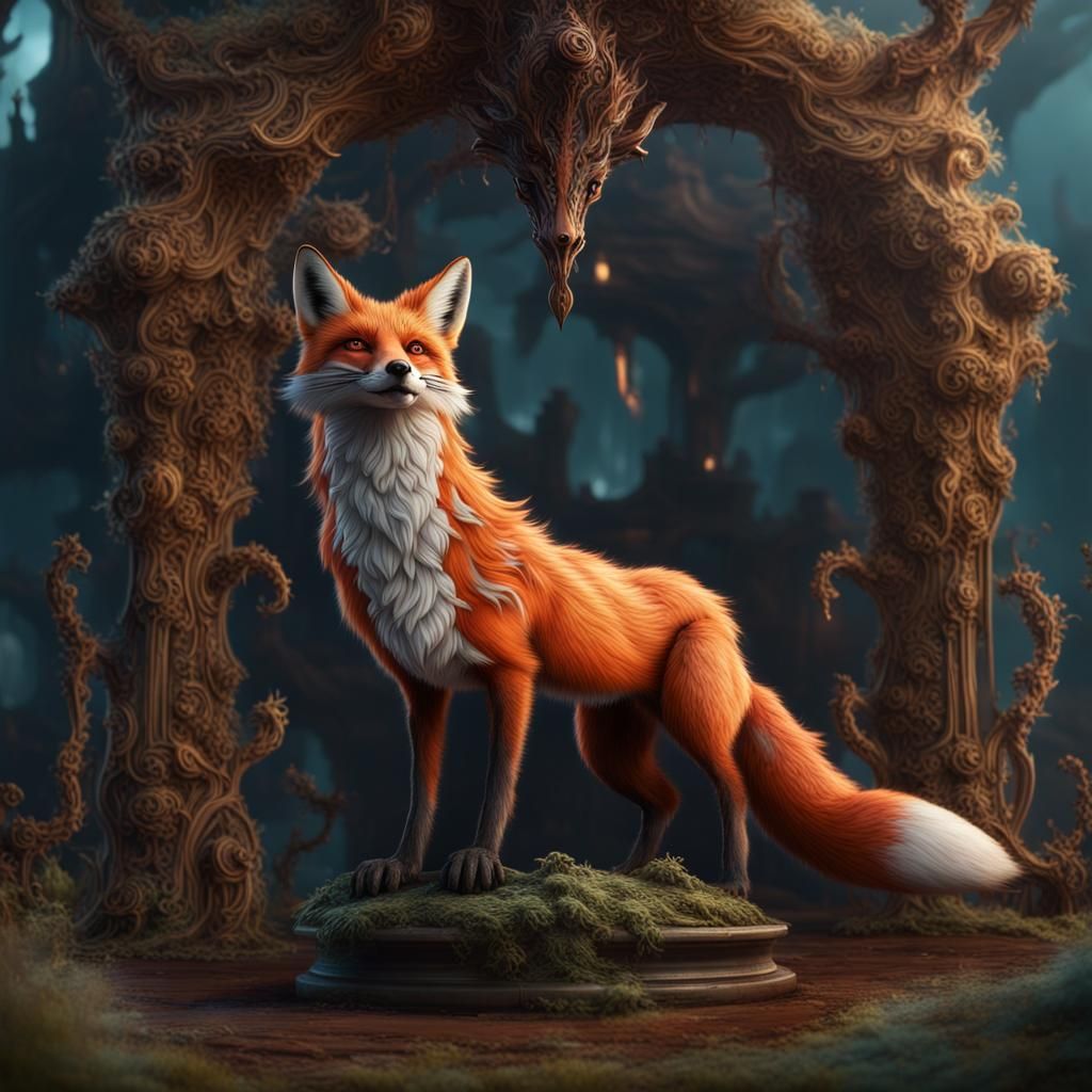 Anthropomorphic Fox in Detailed Matte Painting
