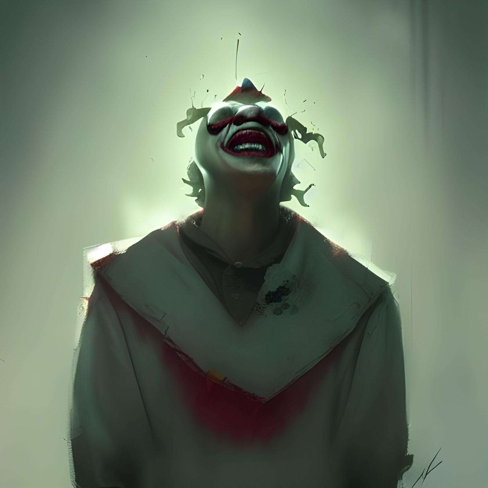 Sinister Clown Laughing in Digital Art Style