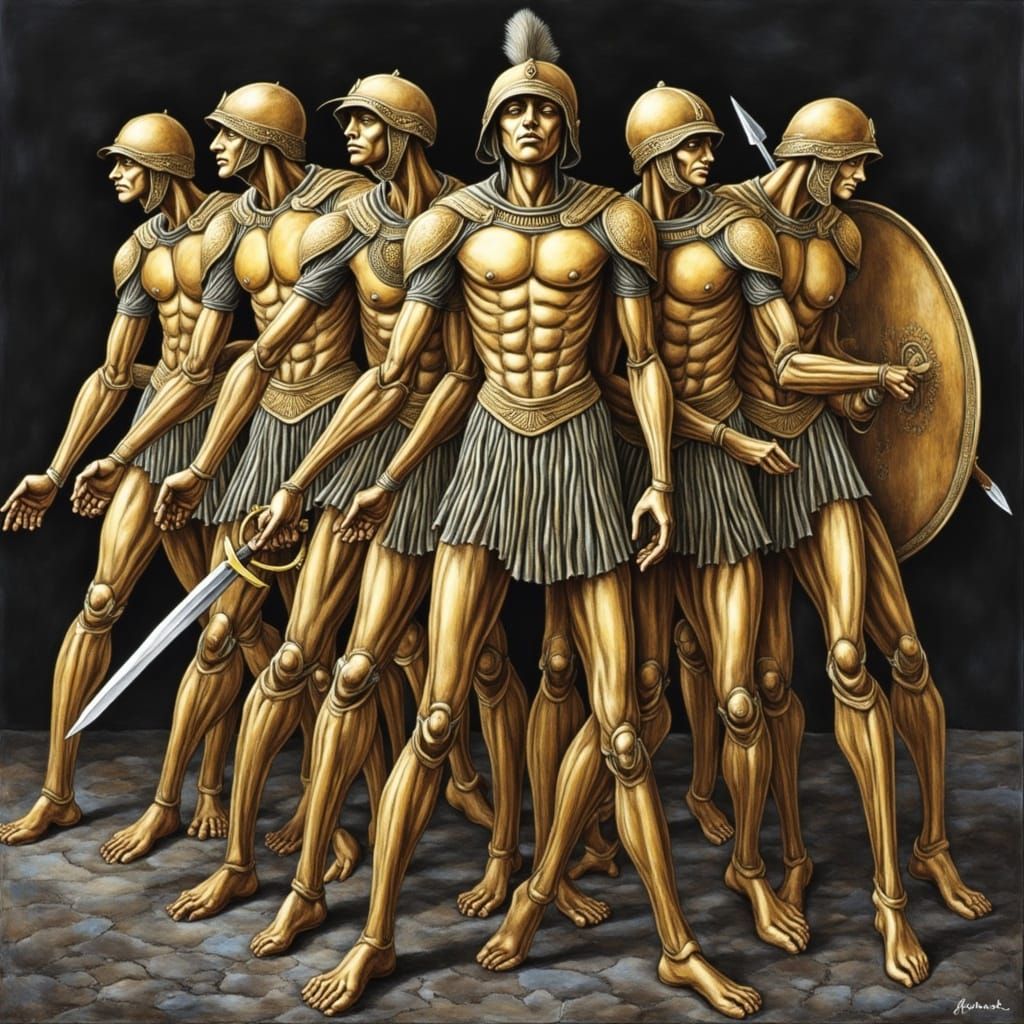 Ancient Roman Legionnaire in Gustav Klimt Mosaic Style