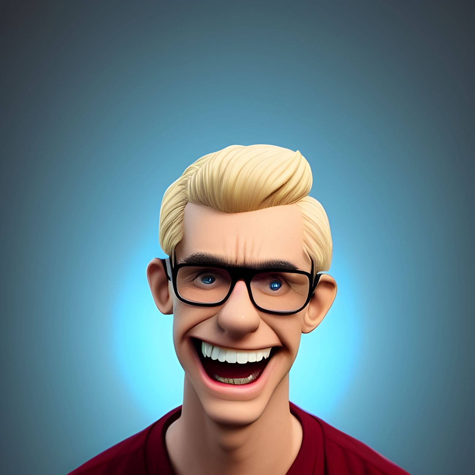 Smiling Blonde Man Portrait in Artgerm Style