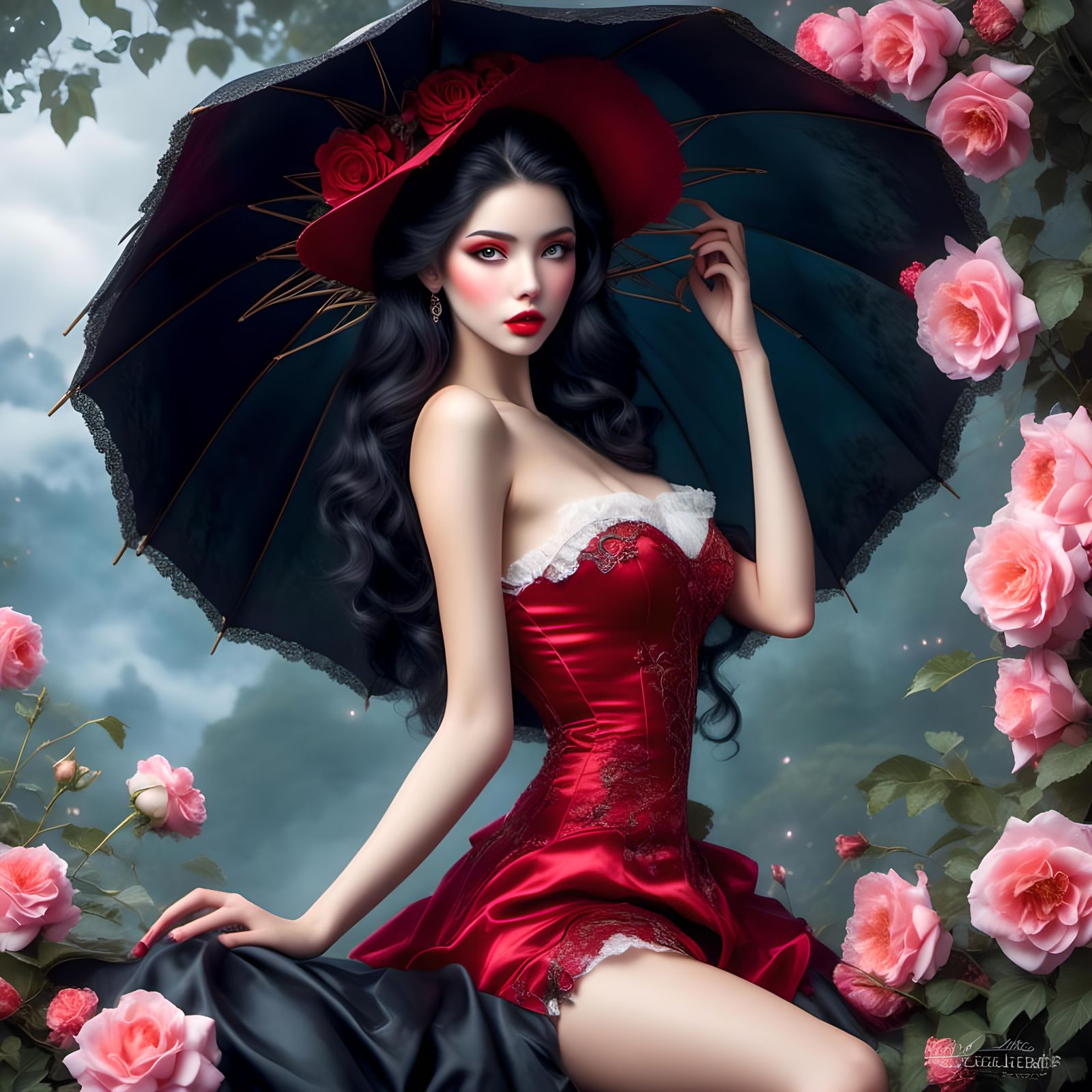 Hyperrealistic Portrait with Bokeh in Pinup Style