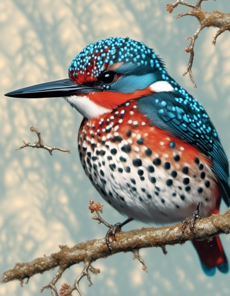 Ruby Kingfisher Optical Projection Close-up Macrophotograph