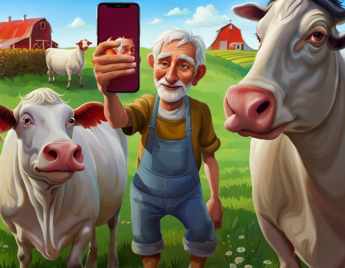 Old McDonald's Farm Selfie, Digital Art