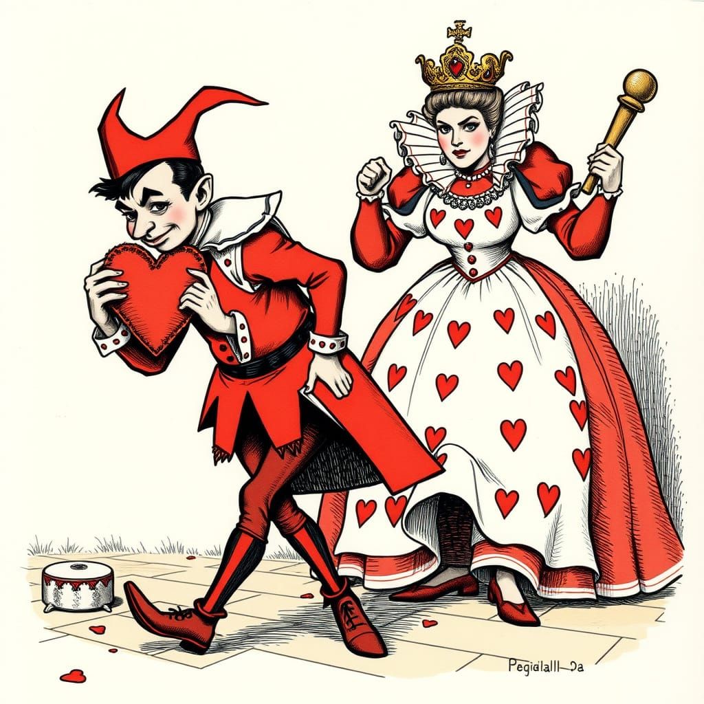 Jack of Hearts Steals Jam Tart from Angry Queen of Hearts in...